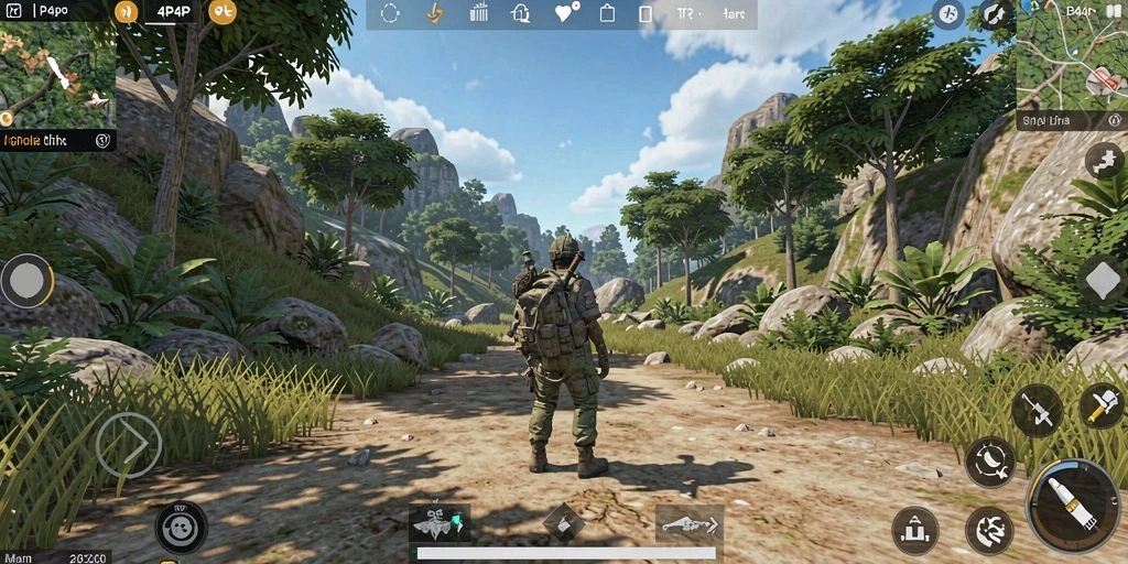 Screenshot gameplay 4P4P menunjukkan penjelajahan mendalam di dunia terbuka.