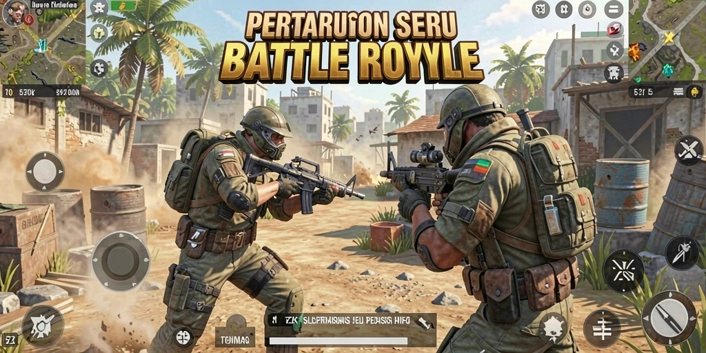 Tampilan seru gameplay Battle Royale 5ZK dengan pertempuran intens.