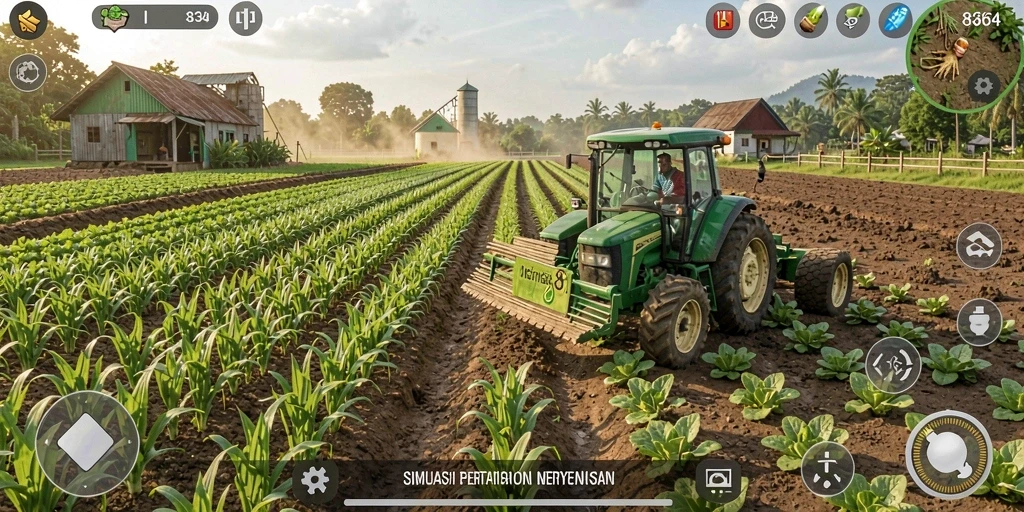 Gameplay yang menggambarkan bertani dan merawat hewan.