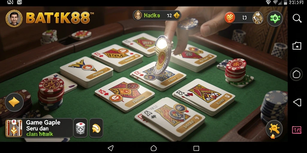 Tampilan gameplay seru di BATIK88 yang menggambarkan keseruan Gaple.