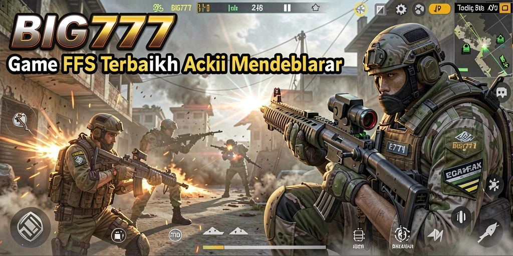 Screenshot BIG777 menampilkan aksi mendebarkan dari gameplay FPS yang intens.