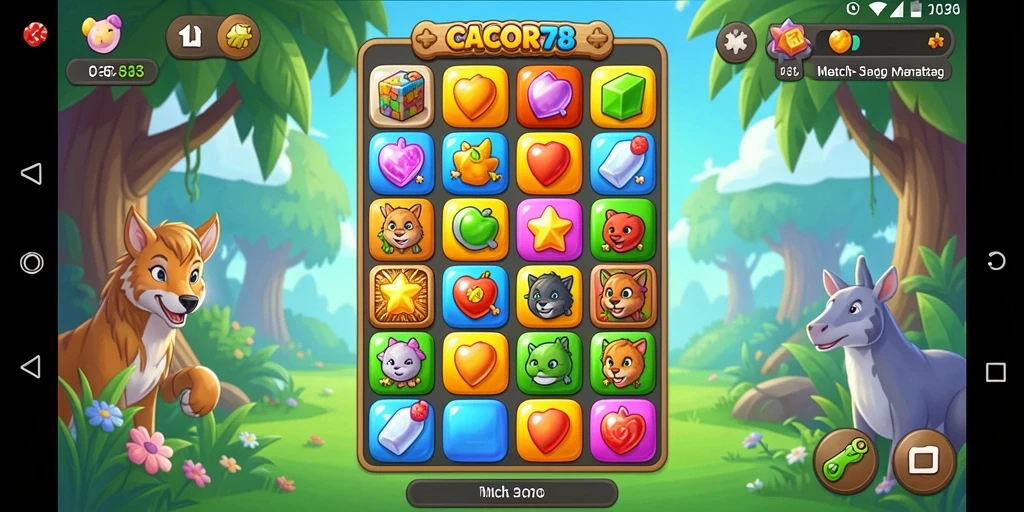 Tampilan gameplay seru dari CACOR78 yang penuh warna.