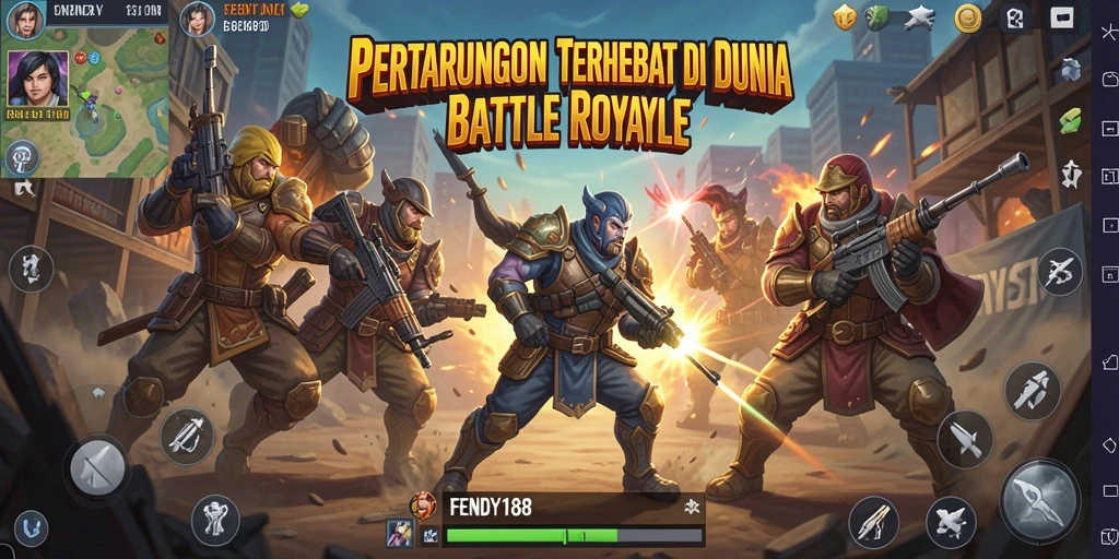 Tampilan aksi mendebarkan dalam FENDY188 permainan Battle Royale.