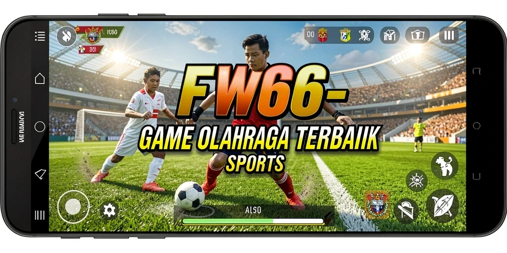Tangkapan layar utama FW66 menampilkan aksi pertandingan olahraga yang mendebarkan.