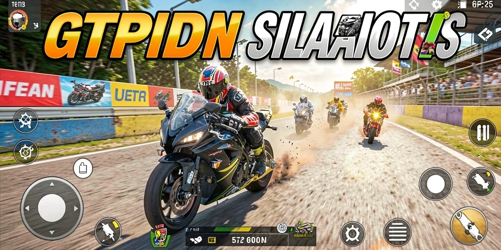 Gambaran gameplay GTPIDN dengan aksi balapan motor yang seru.