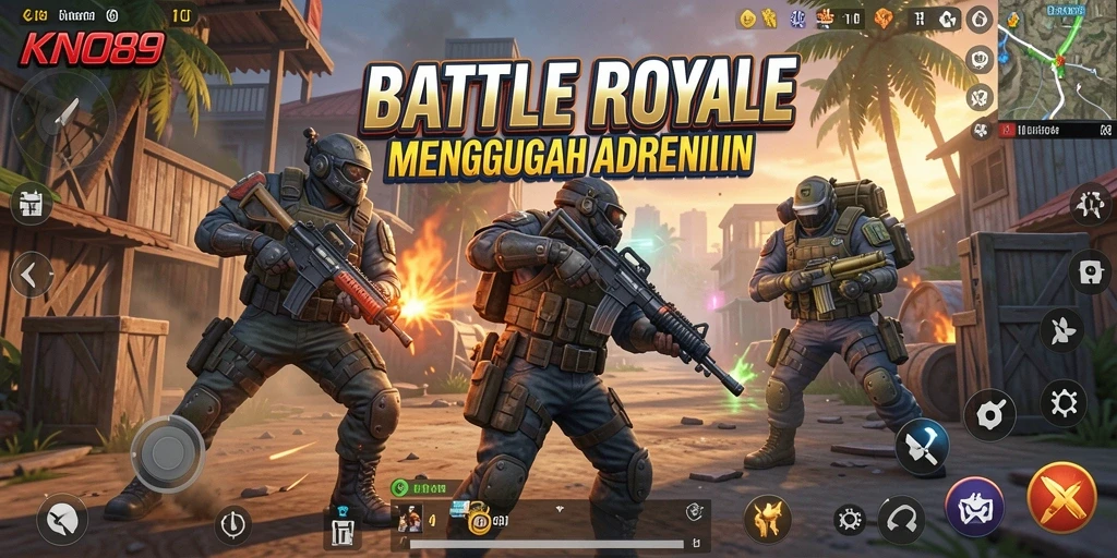 Tampilan seru gameplay KNO89 dalam pertempuran Battle Royale.