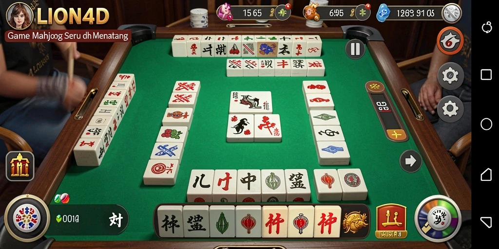 Screenshot LION4D menampilkan aksi permainan Mahjong yang seru.
