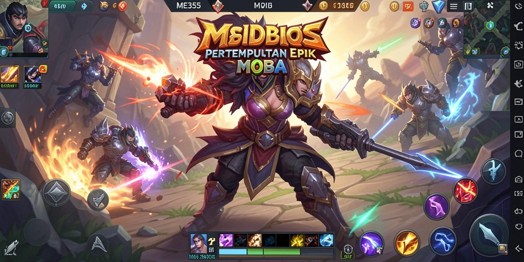 Tampilan screenshot utama ME355 menampilkan aksi pertempuran seru dalam MOBA.