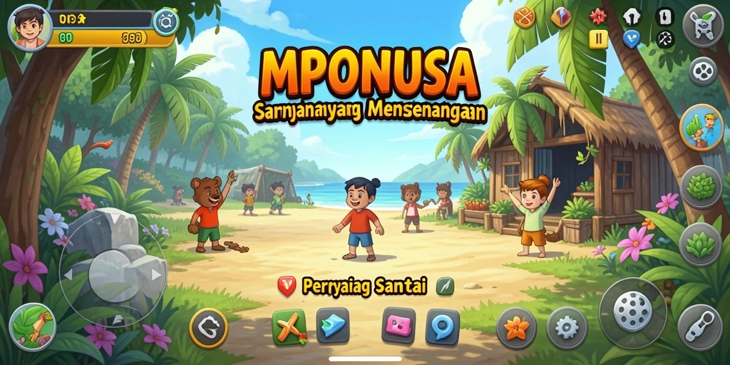 Screenshot utama MPONUSA menampilkan gameplay yang menarik dan berwarna.