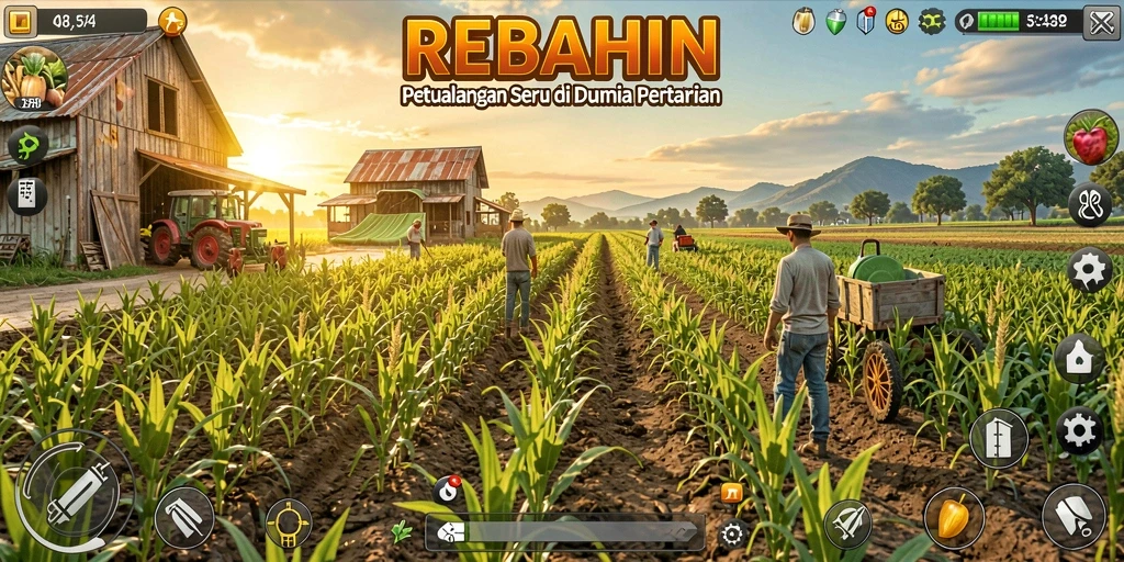 Tampilan gameplay seru di dunia pertanian REBAHIN.
