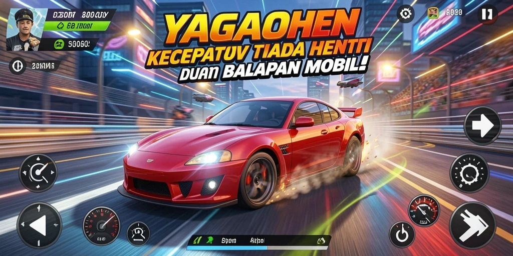 Tampilan seru gameplay balapan mobil dalam YAGAOHEN.